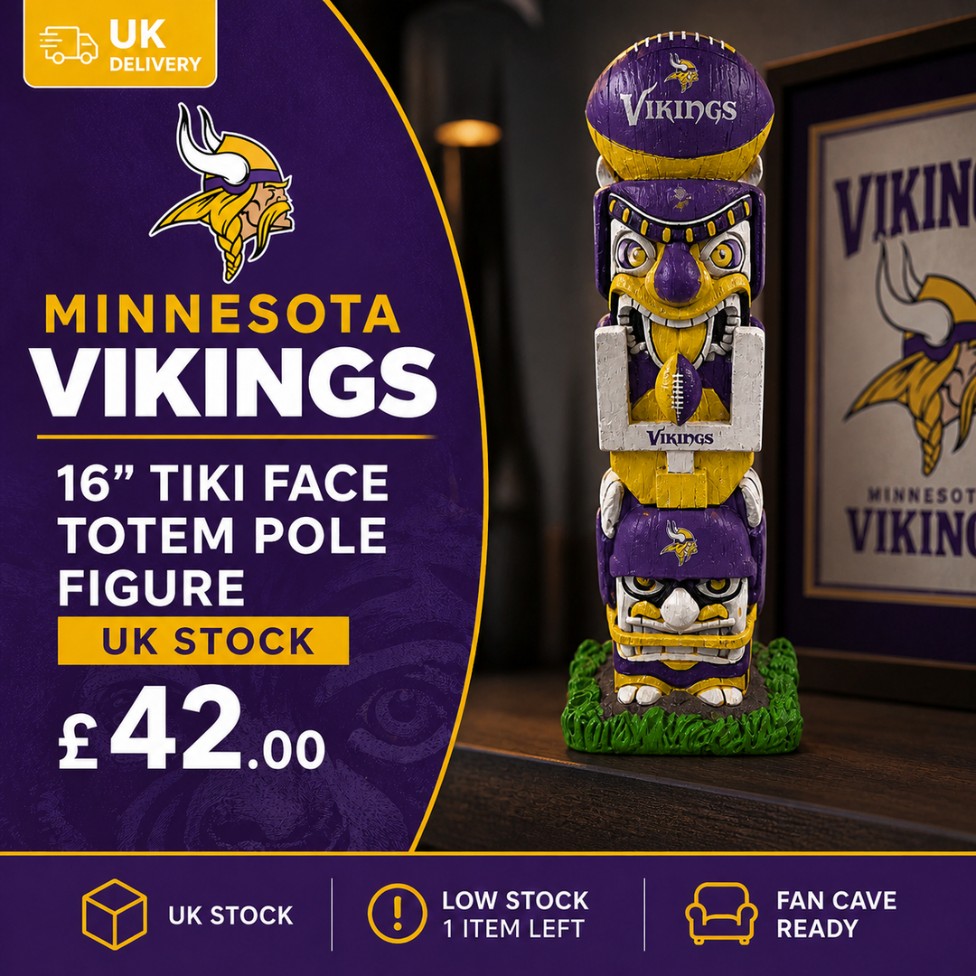 Minnesota Vikings NFL 16″ Tiki Face Totem Pole Figurine – (UK Stock) - UKASSNI