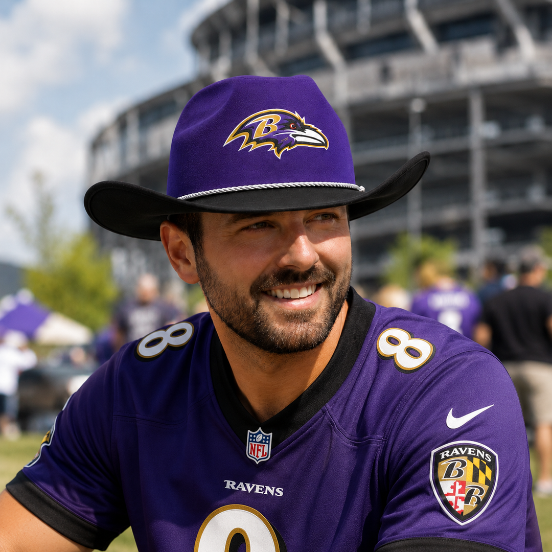 Baltimore Ravens NFL Two-Tone Cowboy Hat – UK Stock