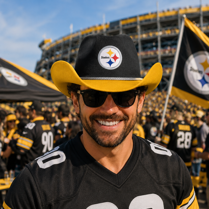 Pittsburgh Steelers NFL Two-Tone Cowboy Hat – UK Stock