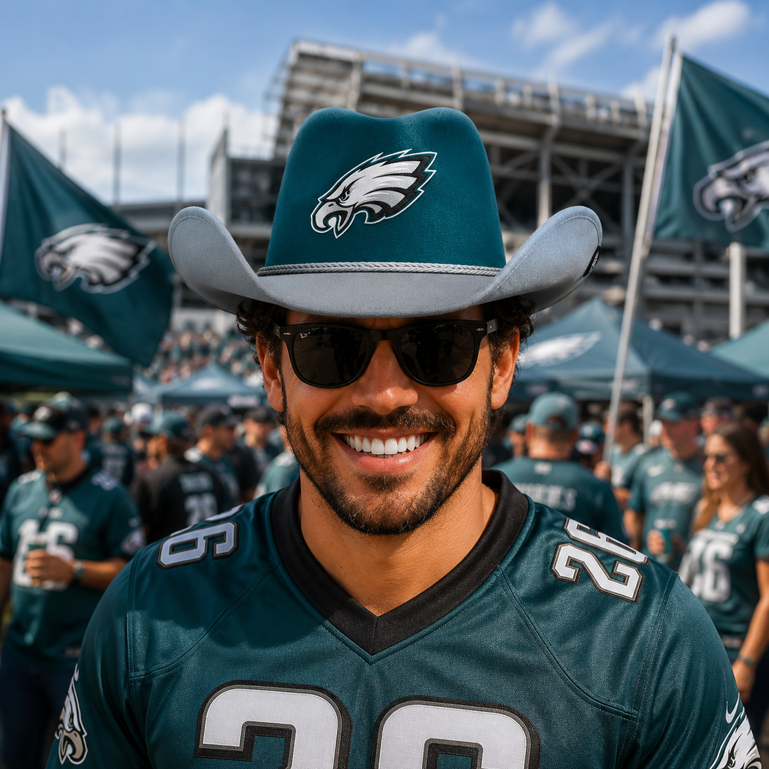 Philadelphia Eagles NFL Two-Tone Cowboy Hat – UK Stock