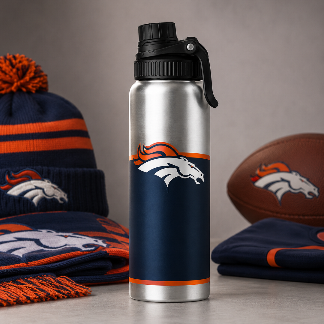 Denver Broncos NFL 21oz Twist Top Water Bottle (UK Stock)