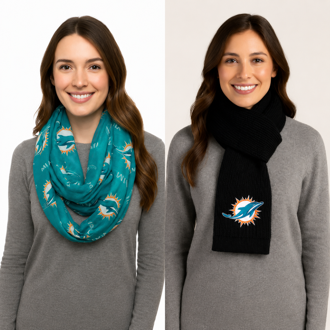 Miami Dolphins NFL Waffle Scarf + Infinity Scarf Bundle (UK Stock)
