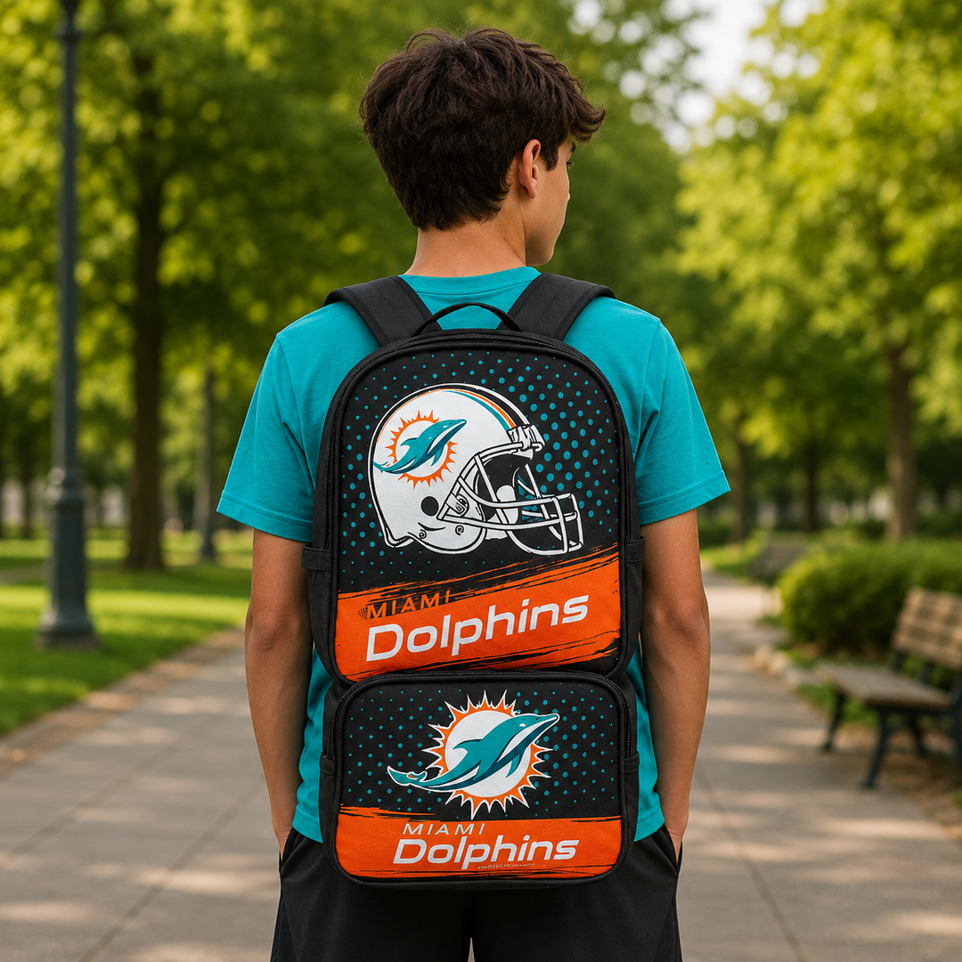 Miami Dolphins NFL UK Youth Backpack &amp; Lunch Bag Combo (UK Stock)