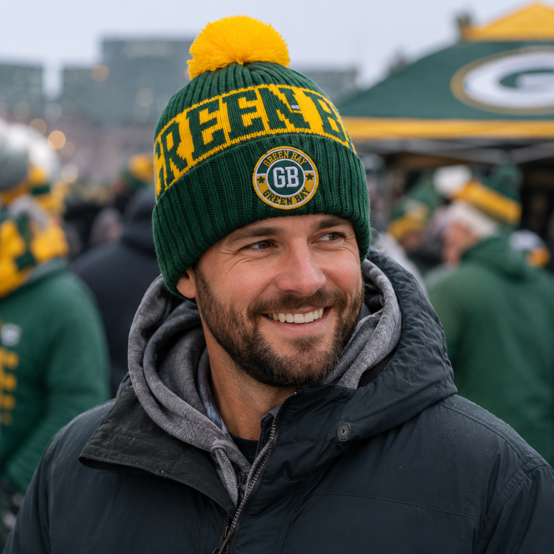 Green Bay Packers NFL Knit Hat – Solid Colour – Green/Yellow (UK Stock)