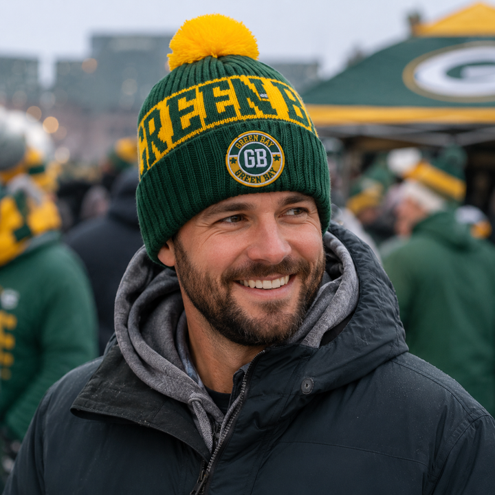 Green Bay Packers NFL Knit Hat – Solid Colour – Green/Yellow (UK Stock)