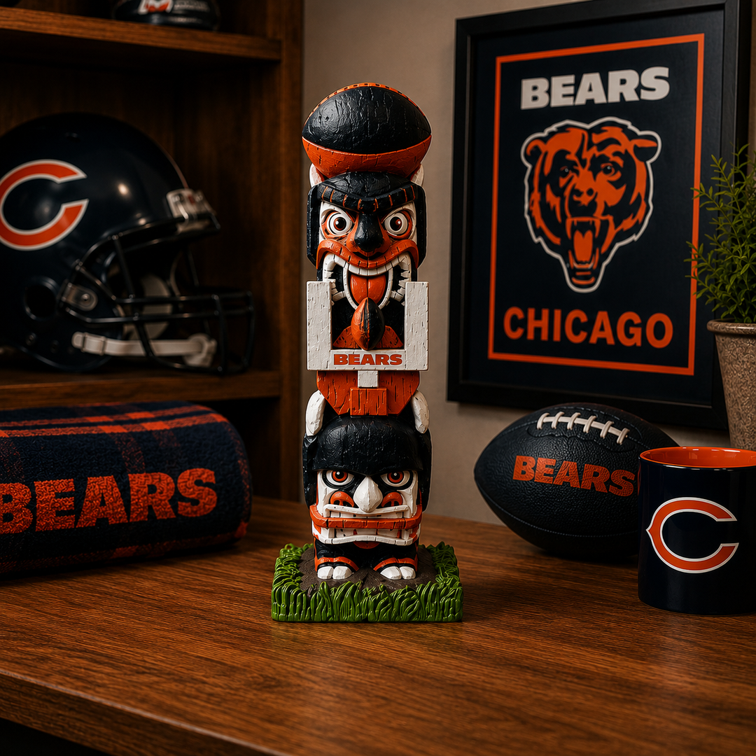 Chicago Bears NFL 16″ Tiki Face Totem Pole Figurine – (UK Stock)