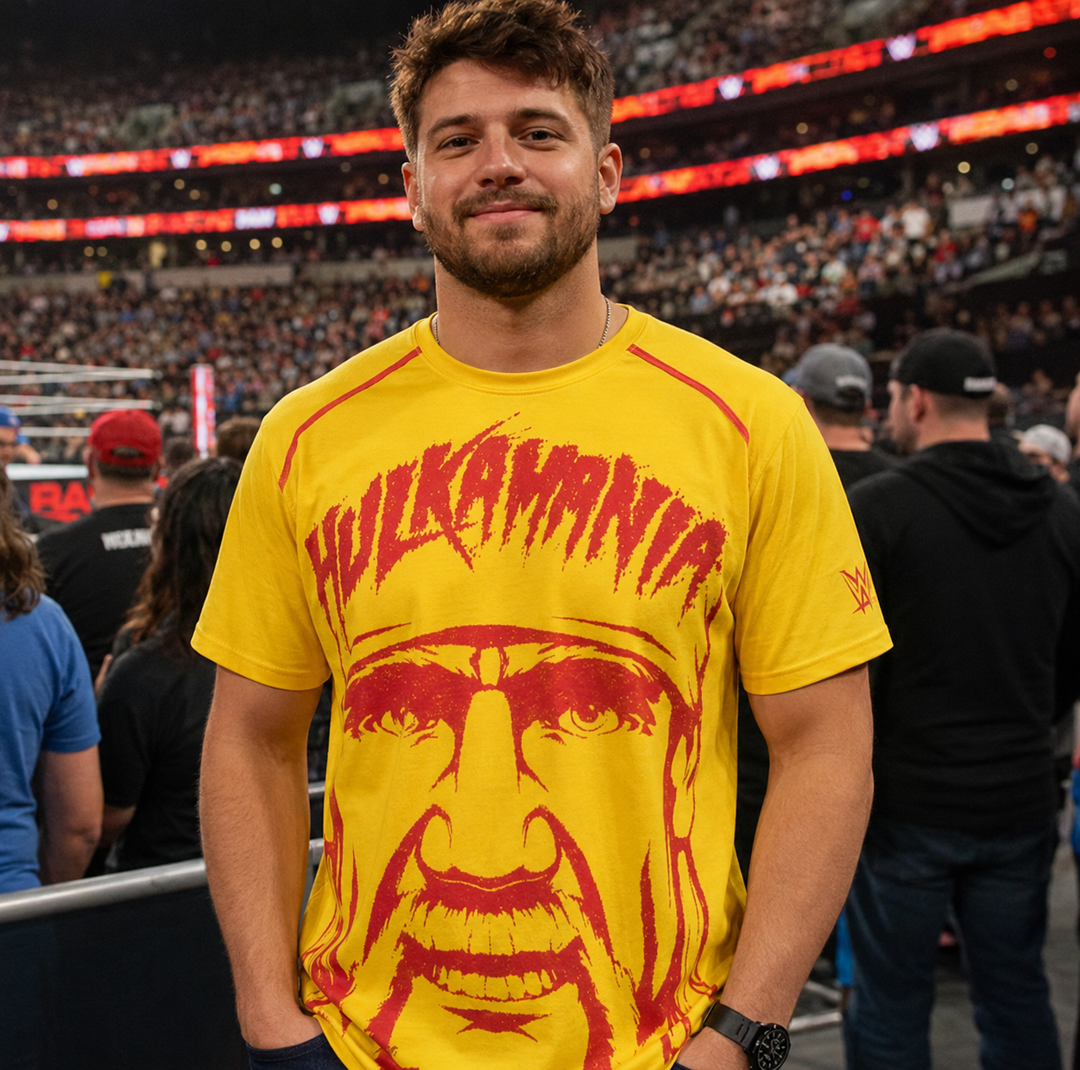 Hulk Hogan WWE ProSphere Hulkster Rules T-Shirt – Yellow – XL (UK Stock)