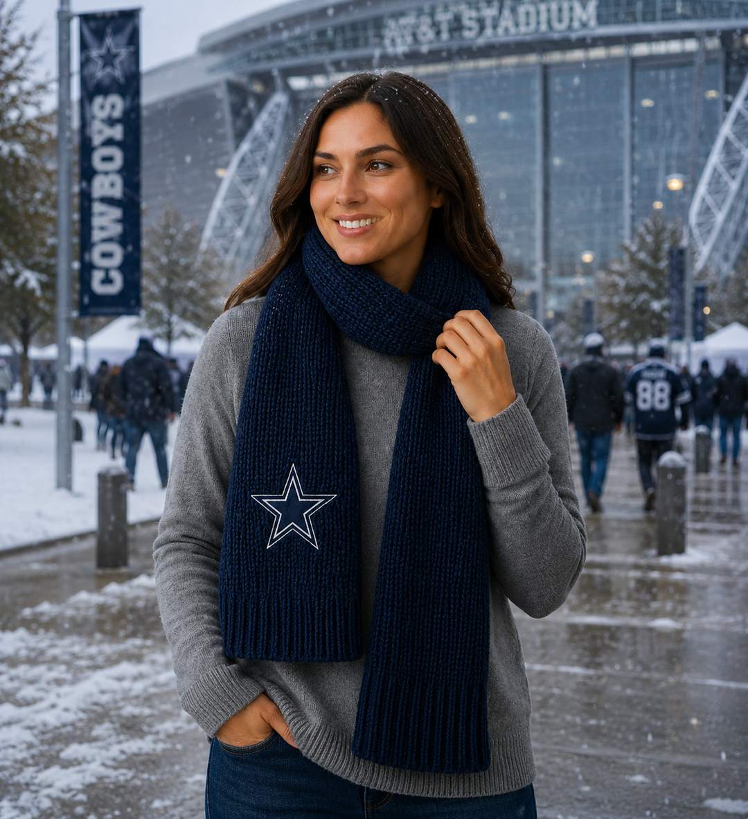 Dallas Cowboys NFL Embroidered Logo Waffle Scarf (UK Stock)