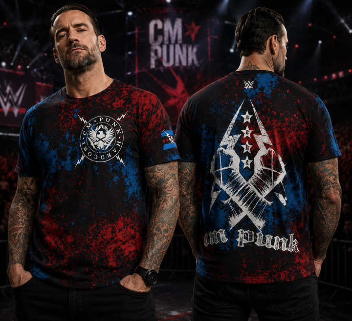 CM Punk WWE ProSphere Sublimated T-Shirt – Black (UK Stock)