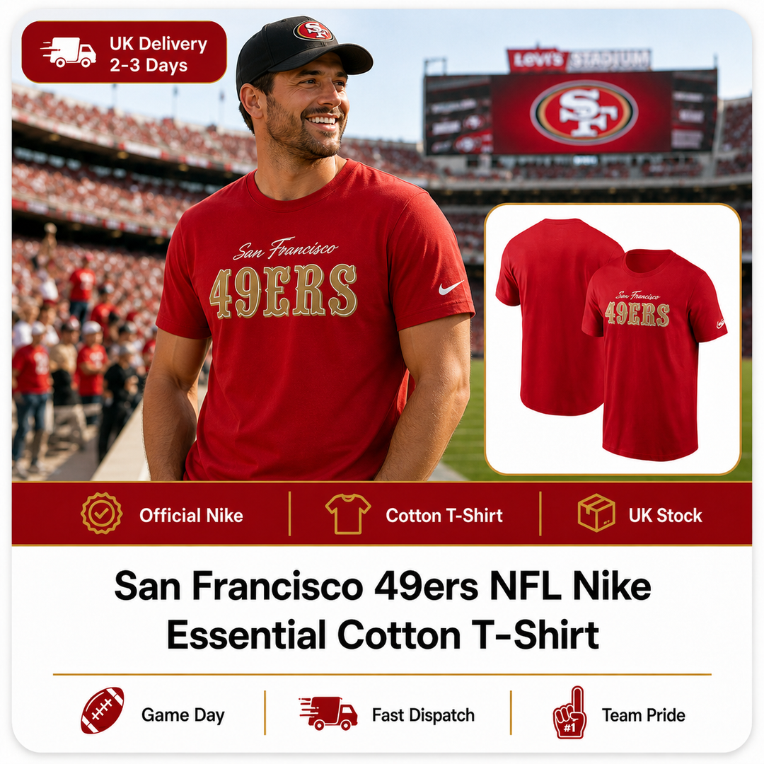 San Francisco 49ers NFL Nike Essential Cotton T-Shirt – Scarlet (UK Stock) - UKASSNI