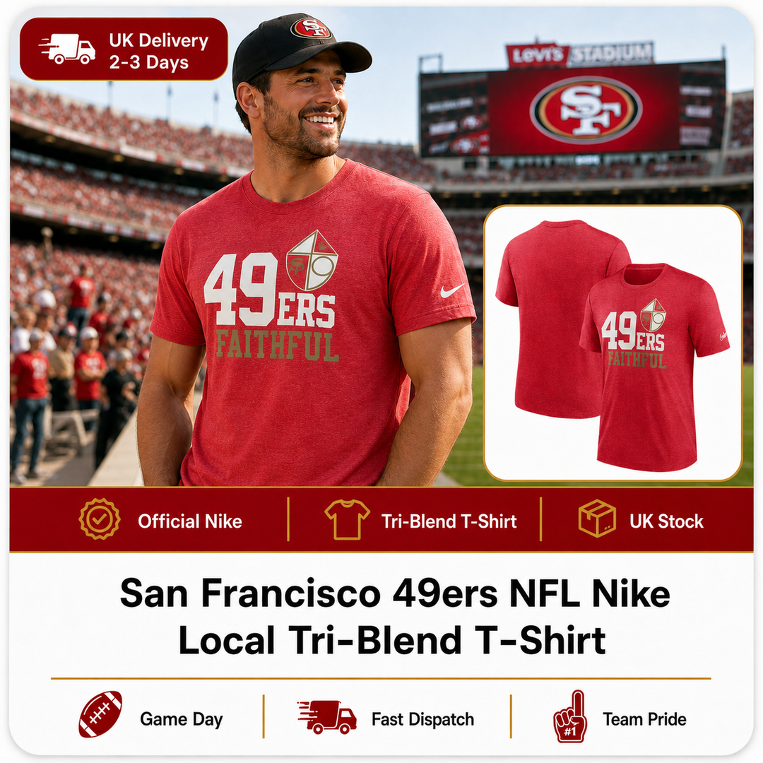 San Francisco 49ers NFL Nike Local Tri-Blend T-Shirt – Heather Scarlet – Medium (UK Stock) - UKASSNI