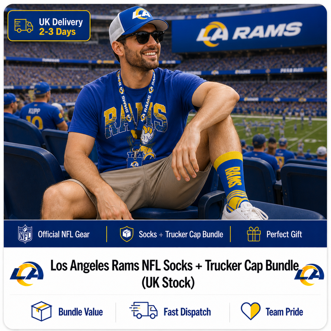 Los Angeles Rams NFL Socks + Trucker Cap Bundle – (UK Stock) - UKASSNI