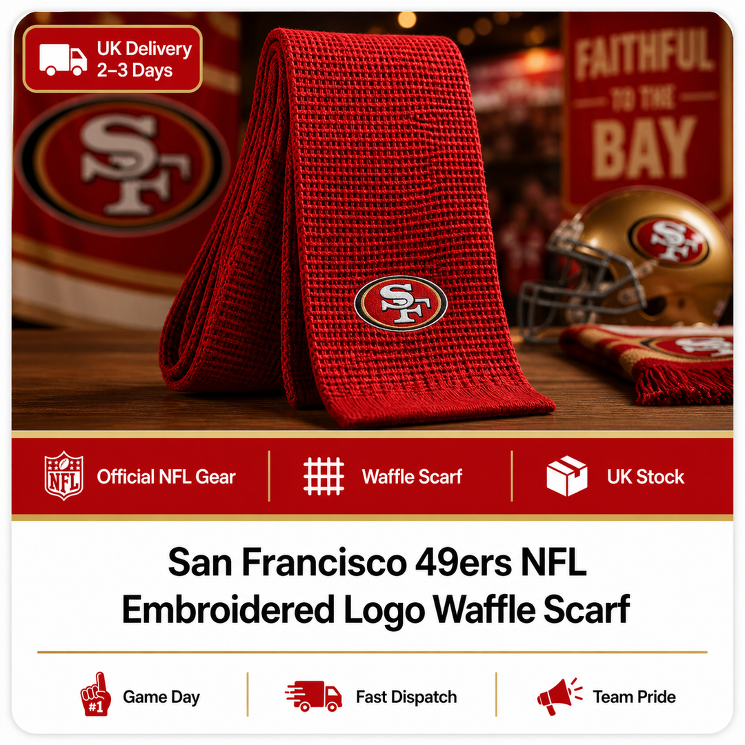 San Francisco 49ers NFL Embroidered Logo Waffle Scarf (UK Stock) - UKASSNI