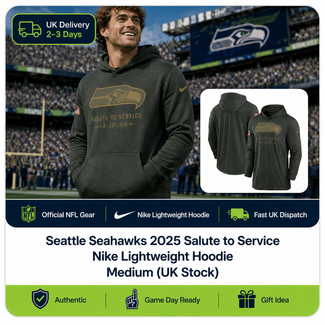 Seattle Seahawks NFL Nike 2025 Salute to Service Sideline Dri-FIT Lightweight Hooded Pullover – Forest Green Medium (UK Stock)