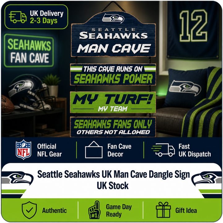 Seattle Seahawks NFL UK Man Cave Dangle Sign (UK Stock)
