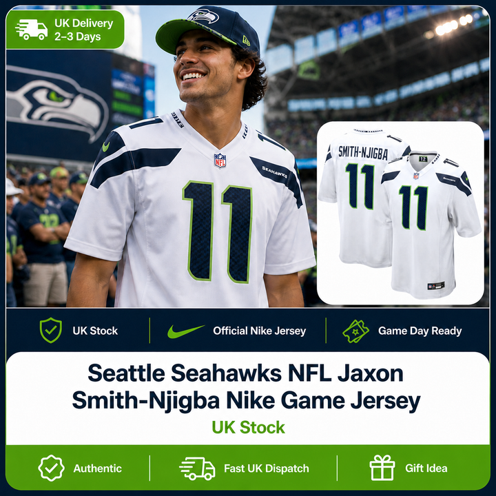 Seattle Seahawks NFL Jaxon Smith-Njigba Nike Game Jersey – White – Large (UK Stock)