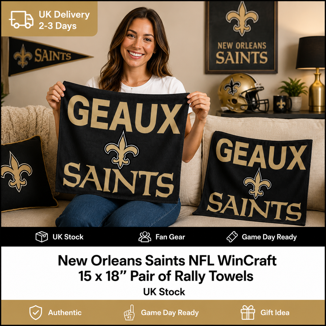 New Orleans Saints NFL Wincraft 15 × 18″ Pair of Rally Towels (UK Stock)