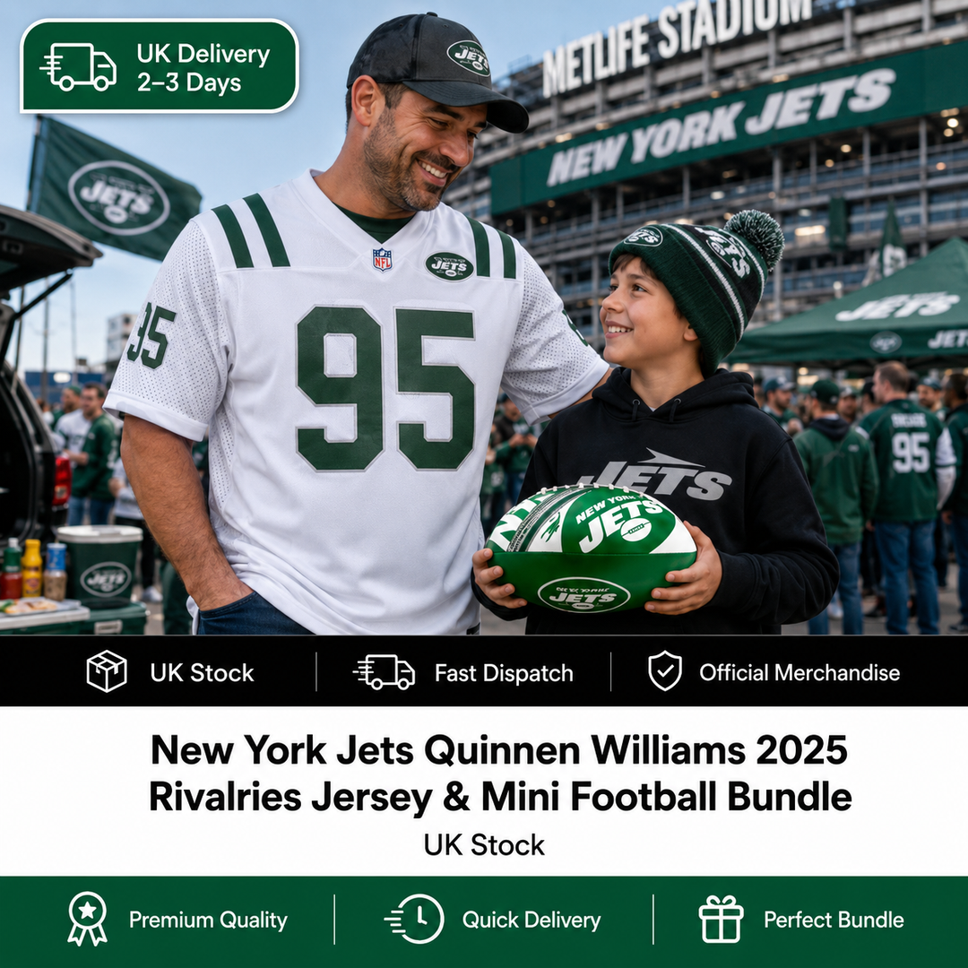 New York Jets NFL Quinnen Williams Nike 2025 Rivalries Collection Limited Jersey &amp; Mini Football Bundle – Gotham Green – XL (UK Stock)