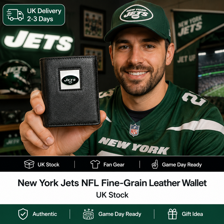 New York Jets NFL Fine‑Grain Leather Wallet – (UK Stock)
