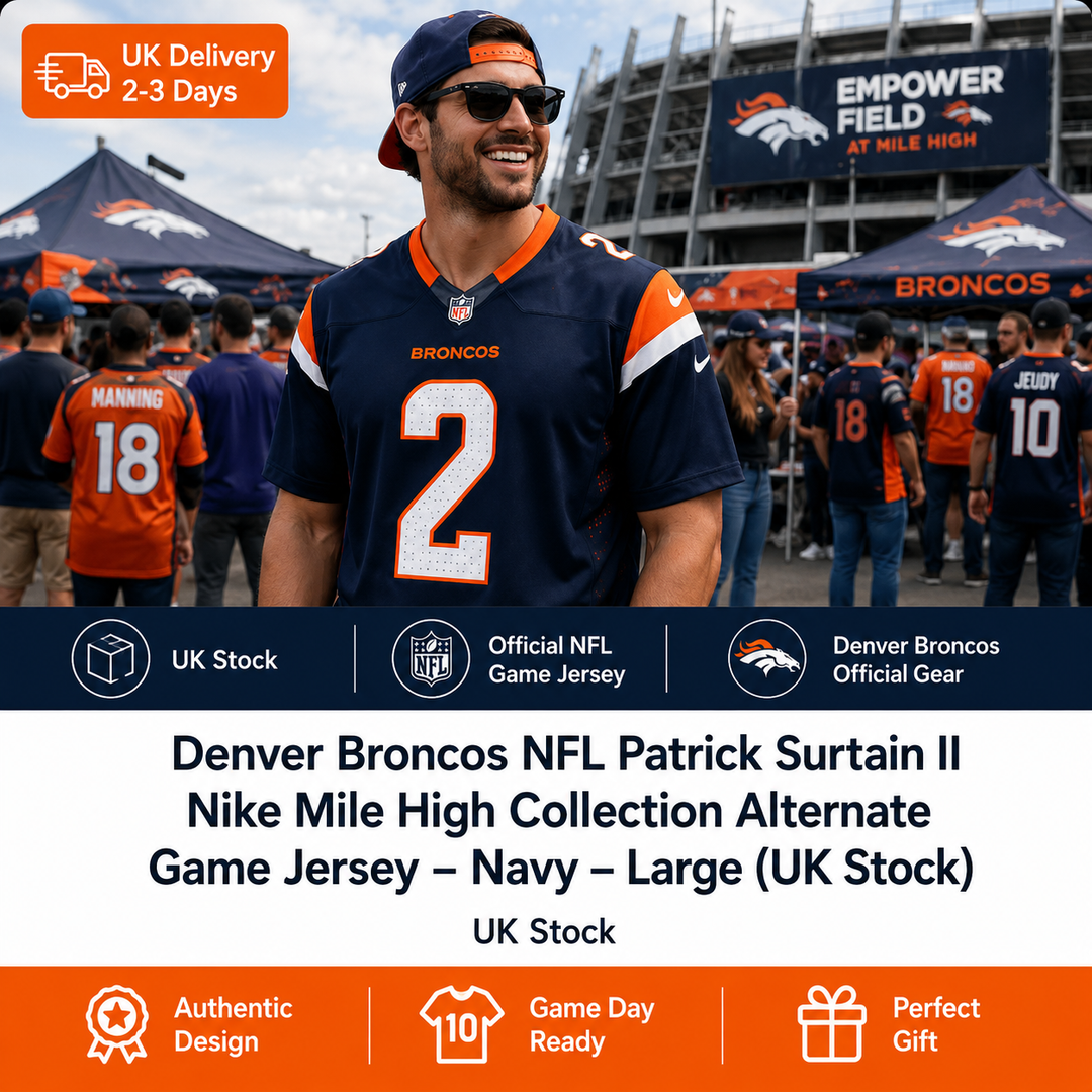Denver Broncos NFL Patrick Surtain II Nike Mile High Collection Alternate Game Jersey – Navy – Large (UK Stock)