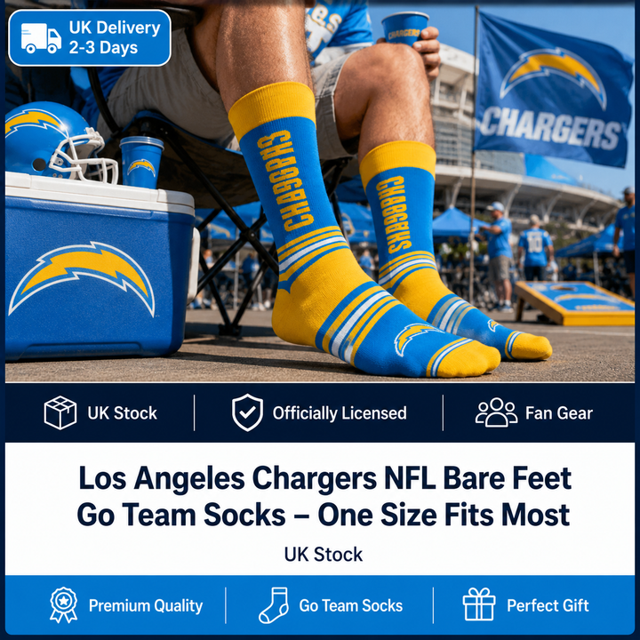 Los Angeles Chargers NFL Bare Feet Go Team Socks – One Size Fits Most (UK Stock)