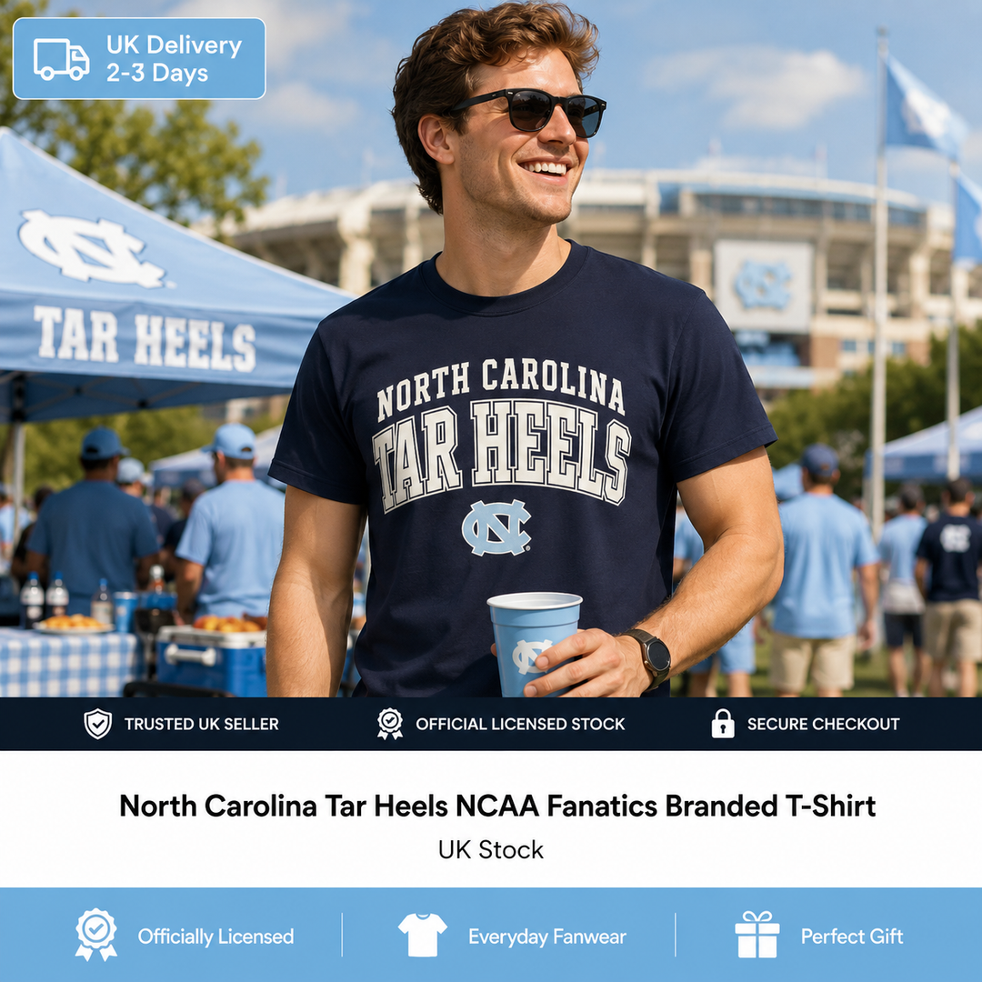 North Carolina Tar Heels NCAA Fanatics Branded T-Shirt – Navy Large (UK Stock)