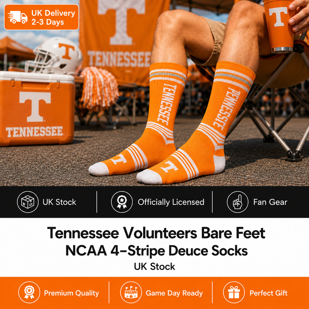 Tennessee Volunteers Bare Feet NCAA 4-Stripe Deuce Socks – Large (UK Stock)