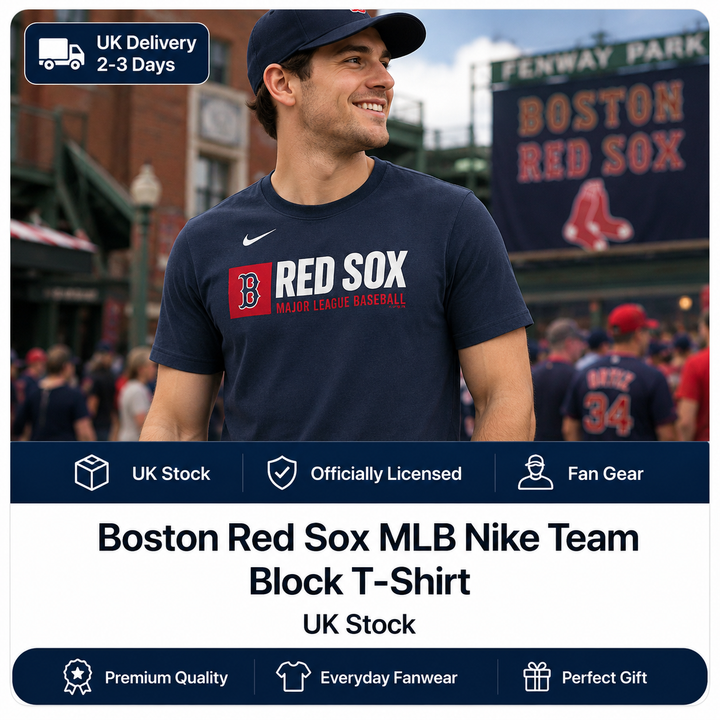Boston Red Sox MLB Nike Team Block T-Shirt – Navy – XL (UK Stock)