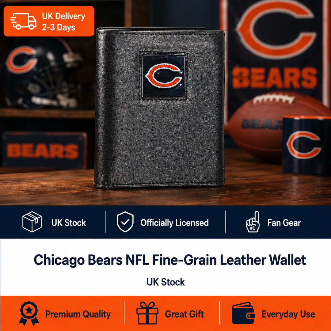 Chicago Bears NFL Fine‑Grain Leather Wallet – (UK Stock)