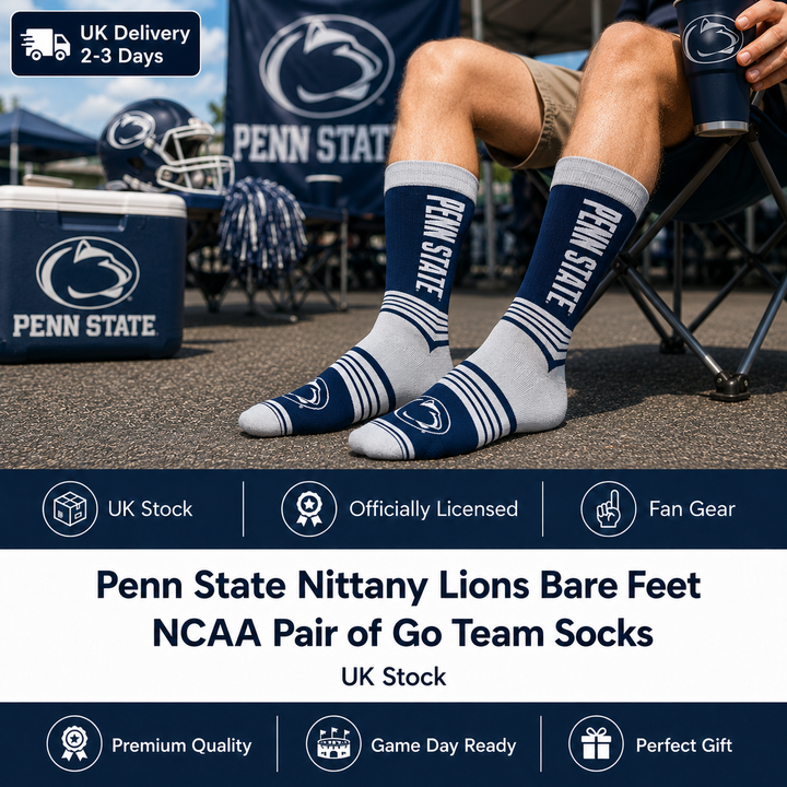 Penn State Nittany Lions Bare Feet NCAA Pair of Go Team Socks – OSFM (UK Stock)