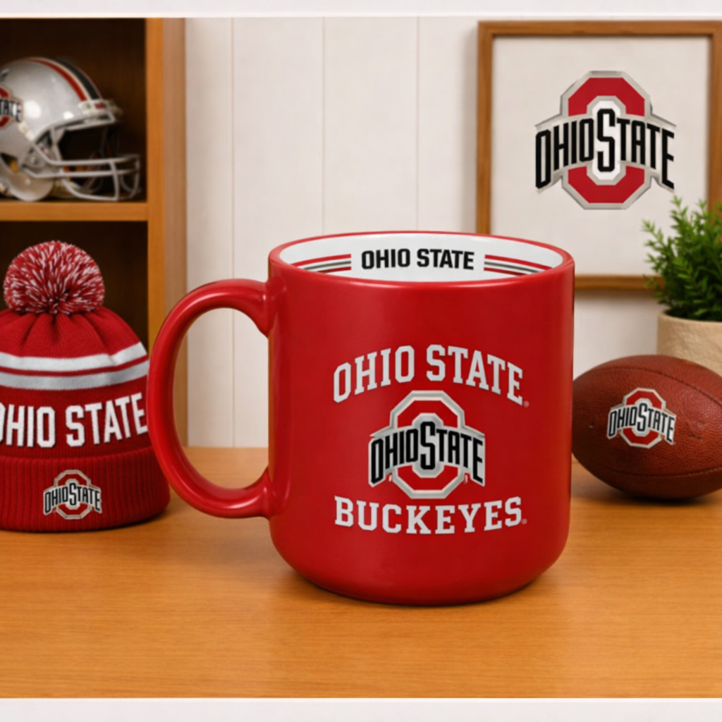 Ohio State Buckeyes Mug - NCAA 15oz Stripe – Red/White (UK Ready)