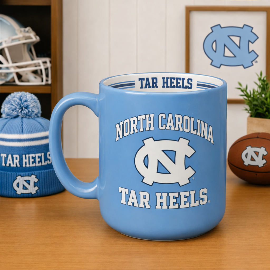 North Carolina Tar Heels NCAA 15oz Stripe Mug (UK Stock) by UK American Sports Store