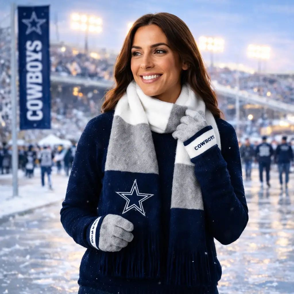 Dallas Cowboys NFL Scarf &amp; Glove Gift Set – Tri-Color Scarf – Tri-Color (UK Ready)