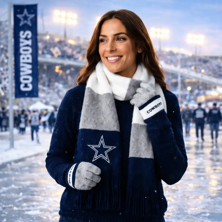 Dallas Cowboys NFL Scarf &amp; Glove Gift Set – Tri-Color Scarf – Tri-Color (UK Ready)