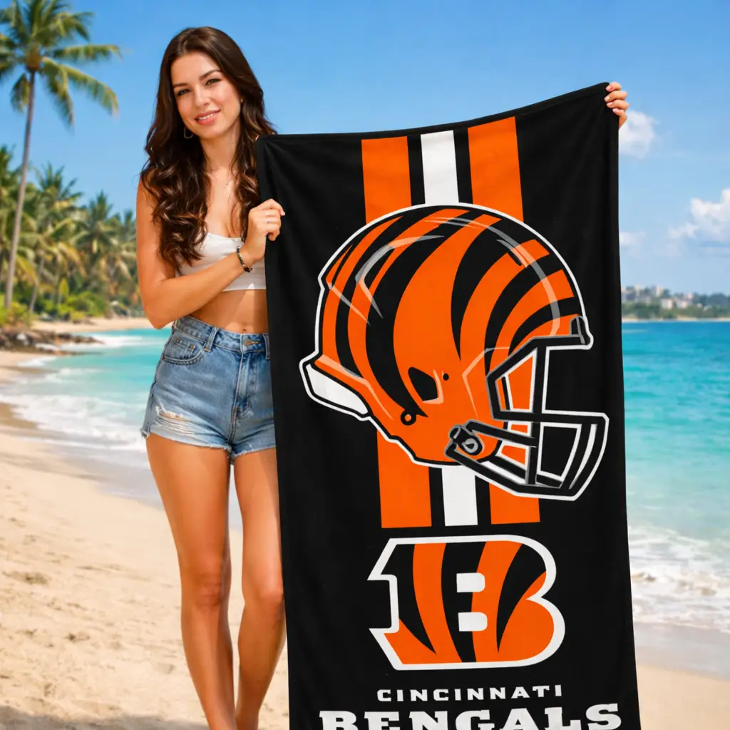 Cincinnati Bengals Beach Towel – NFL WinCraft Fiber – Navy (UK Ready)