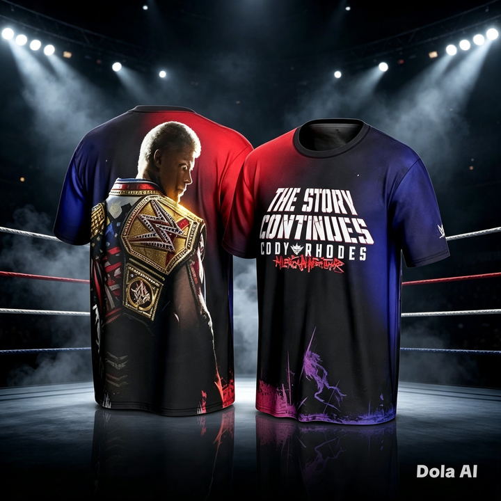 Cody Rhodes WWE ProSphere T-Shirt – ProSphere Story Continues – Jet Black (Fast Dispatch)