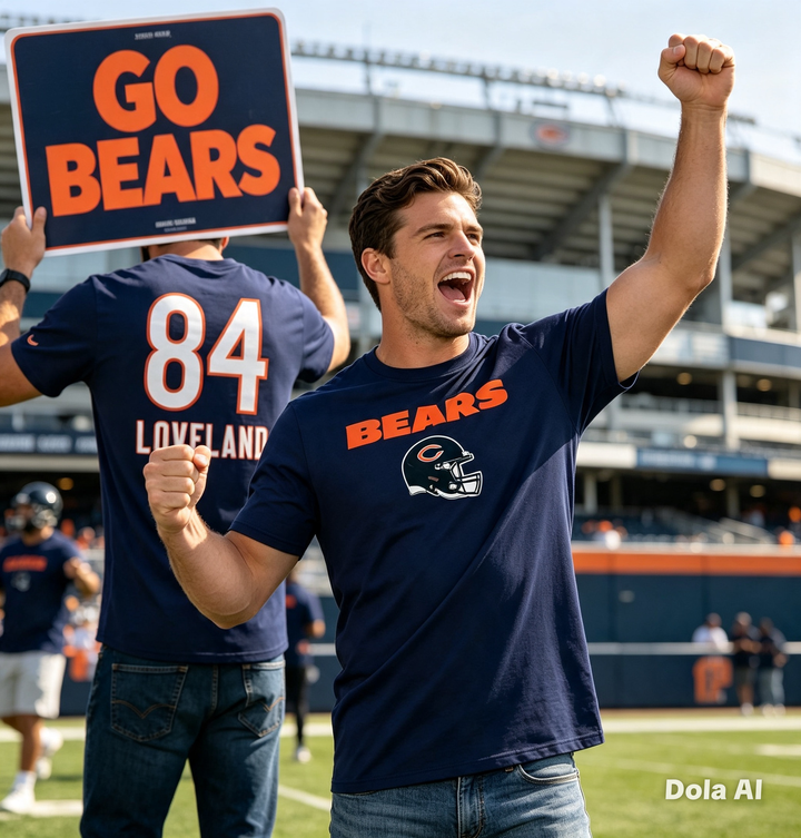Chicago Bears NFL T-Shirt – Colston Loveland Team Wordmark – Navy (UK Ready)