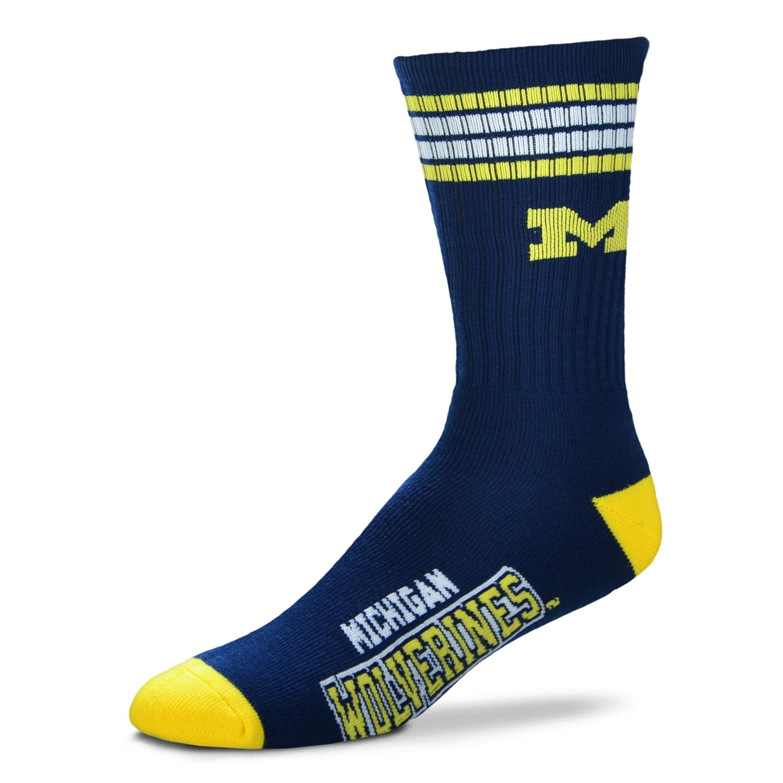 Michigan Wolverines NCAA Bare Feet 4-Stripe Deuce Socks – Large (UK Stock) - UKASSNI