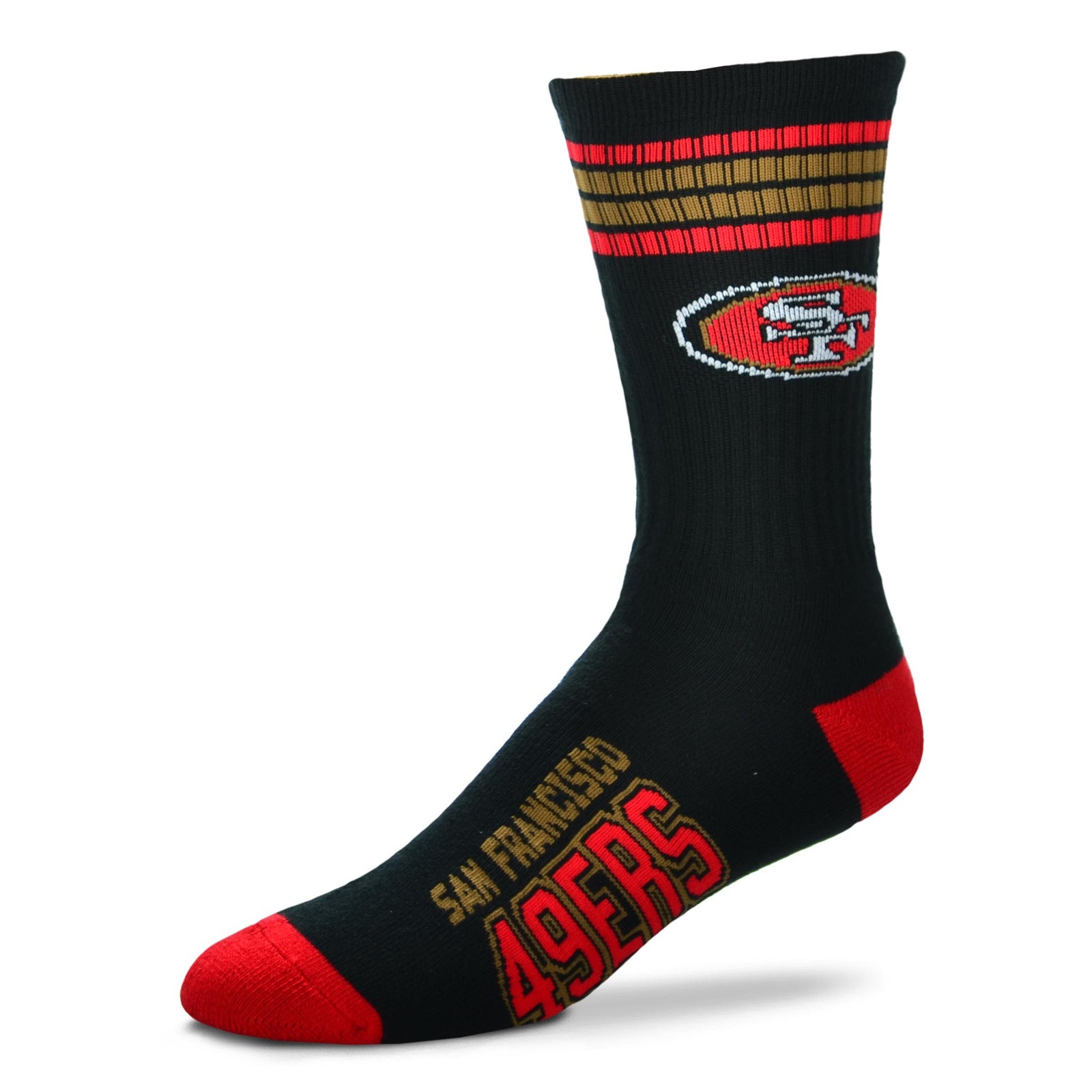 San Francisco 49ers NFL UK Bare Feet 4-Stripe Deuce Socks – Large (UK Stock) - UKASSNI