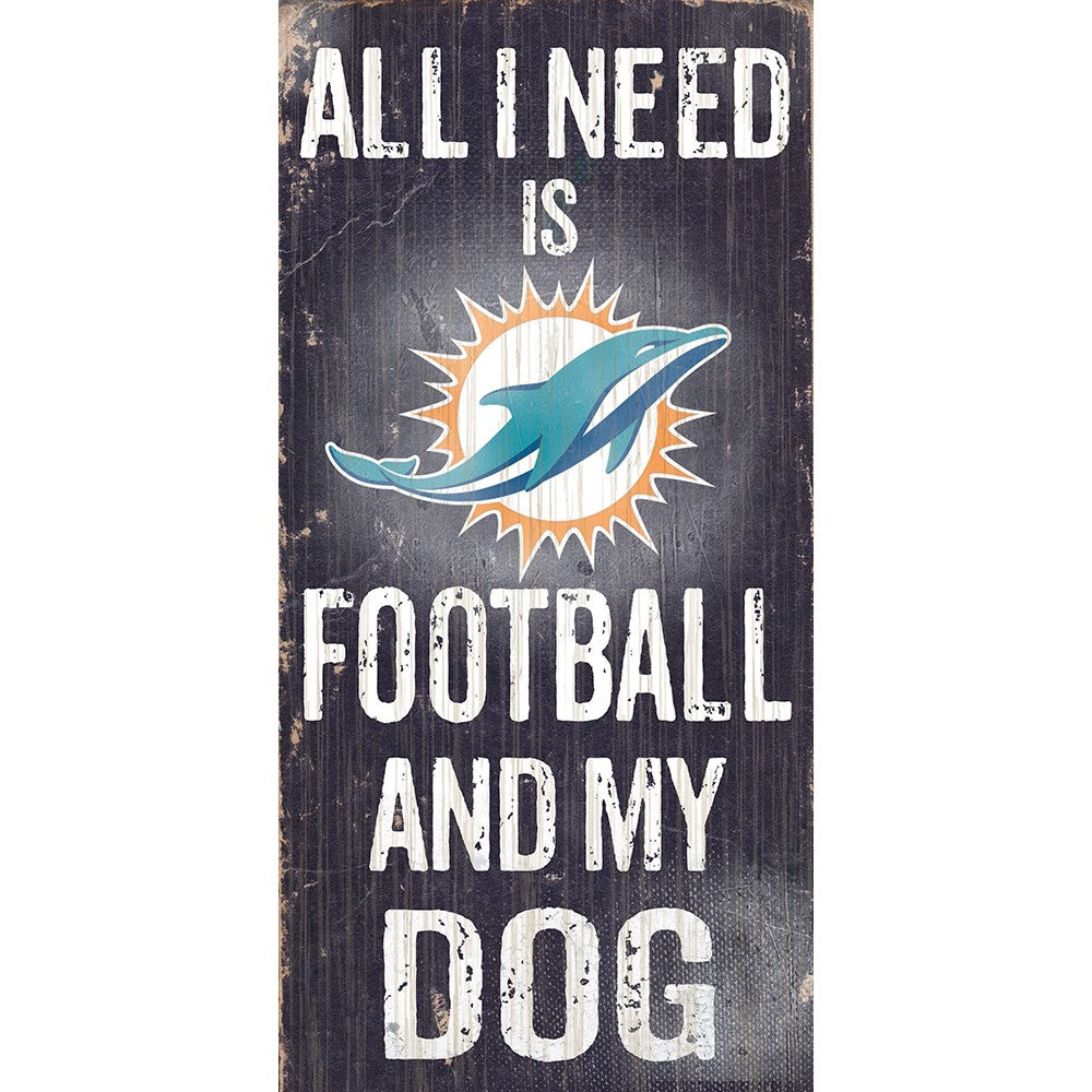 Miami Dolphins Sports and My Dog Wooden Sign