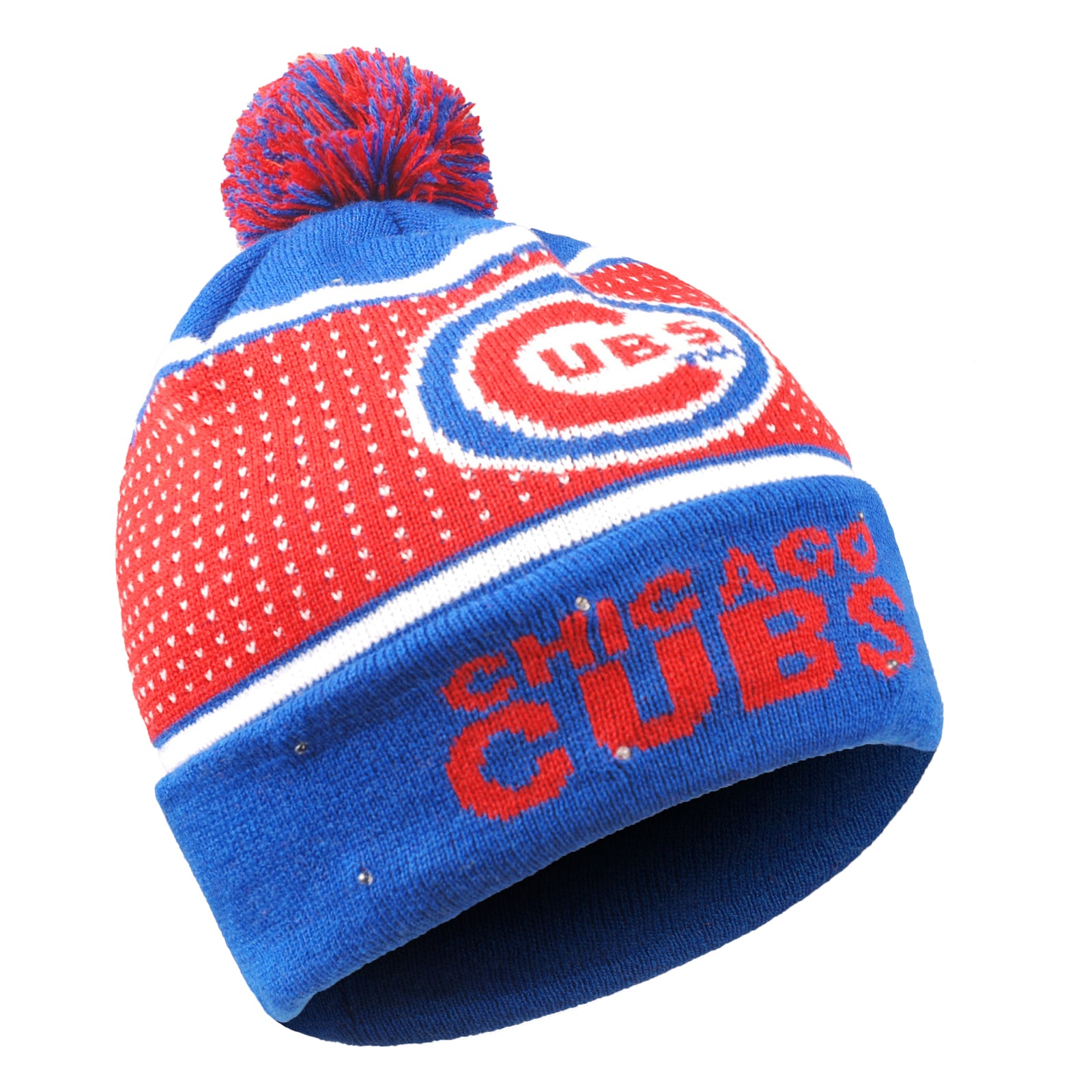 Chicago Cubs MLB Big Logo Full Knit Light-Up Beanie – Royal (UK Stock) - UKASSNI