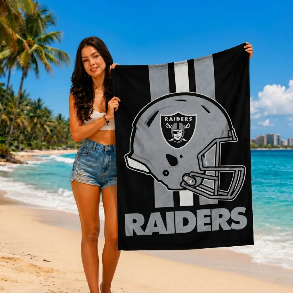 Las Vegas Raiders Beach Towel – NFL WinCraft Fiber Beach – (UK Ready)