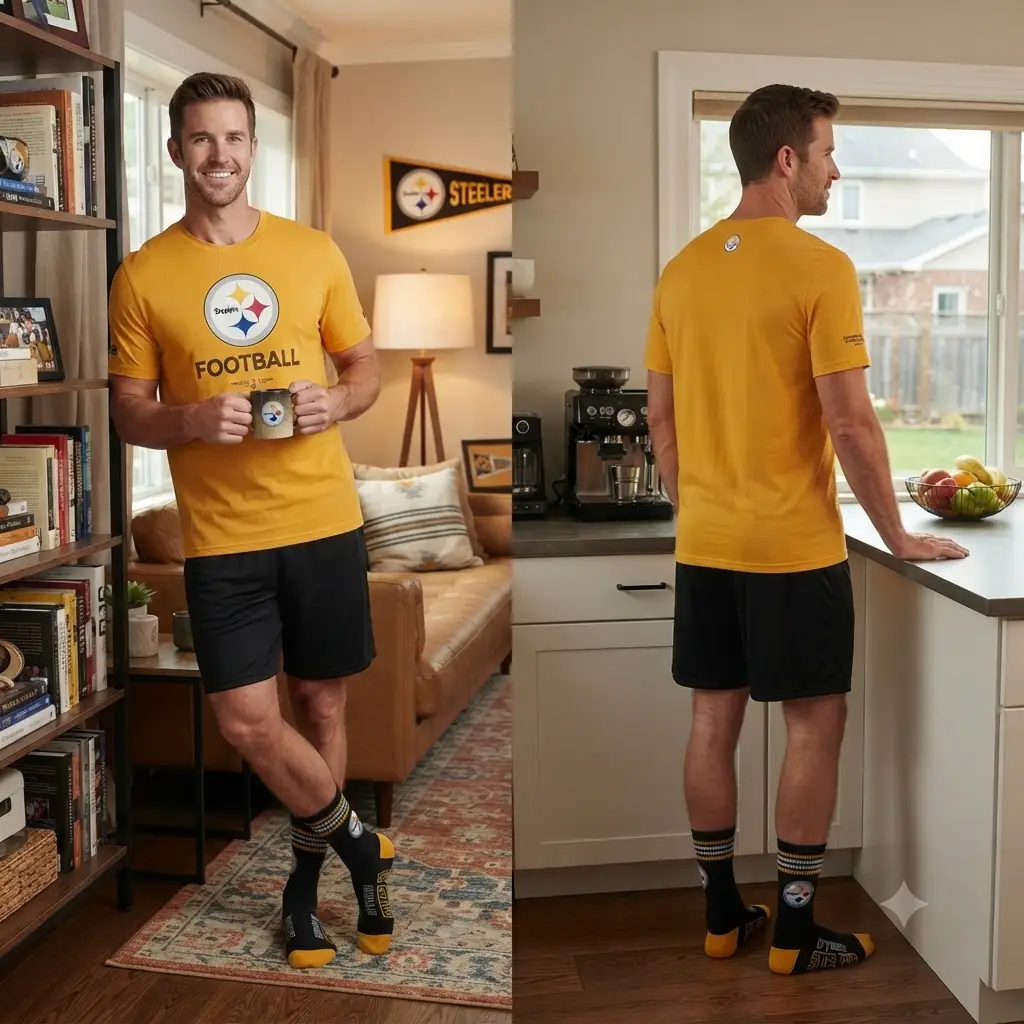 Pittsburgh Steelers T-Shirt – Pittsburgh Steelers NFL Socks – Black/Gold (UK Ready)