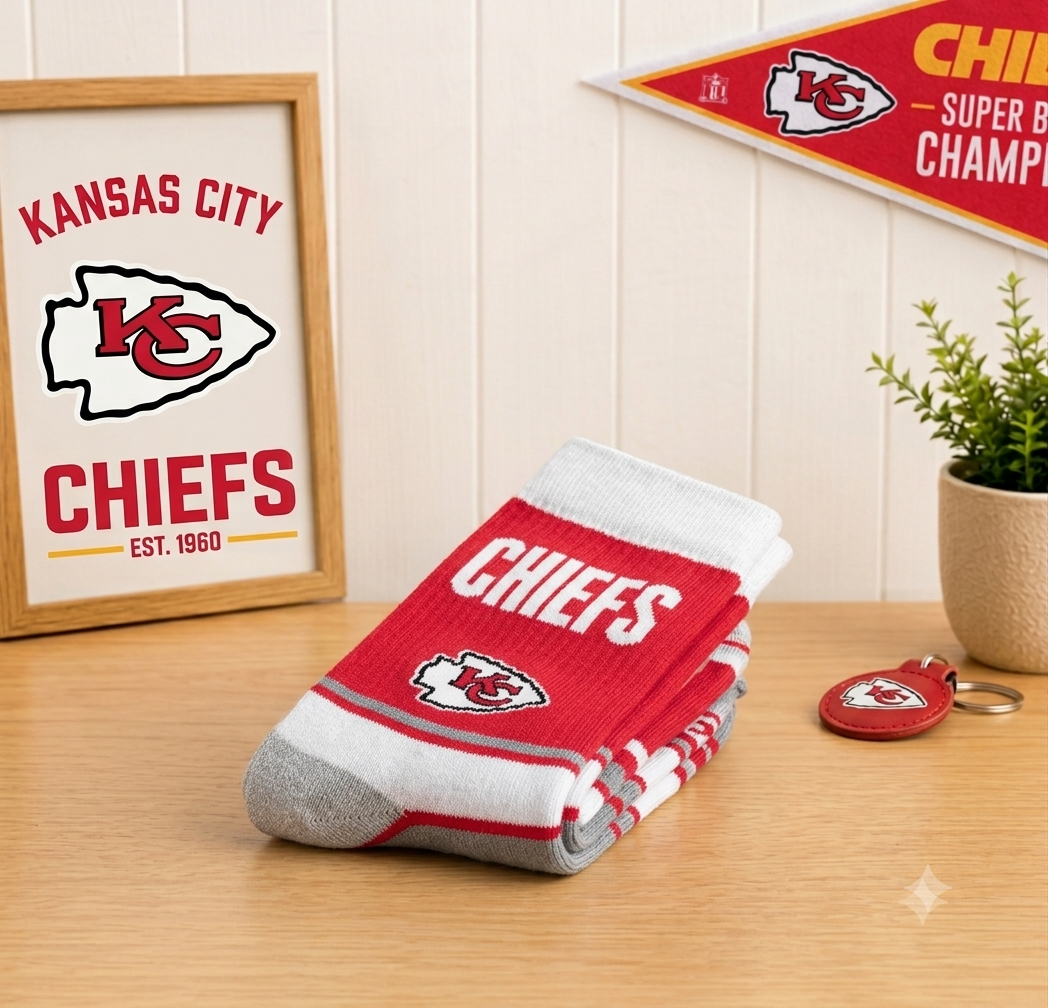 Kansas City Chiefs For Bare Feet Two-Pair Go Team Socks – NFL – One Size (UK Ready)