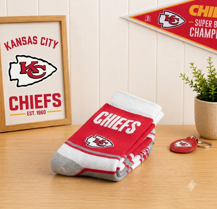 Kansas City Chiefs For Bare Feet Two-Pair Go Team Socks – NFL – One Size (UK Ready)