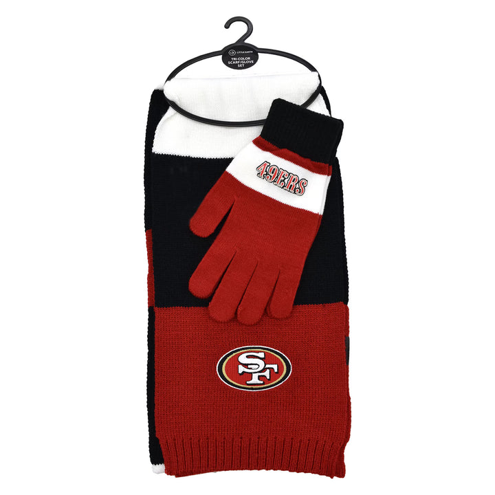 San Francisco 49ers Tri-Color Scarf &amp; Glove Gift Set (UK Stock) - UKASSNI