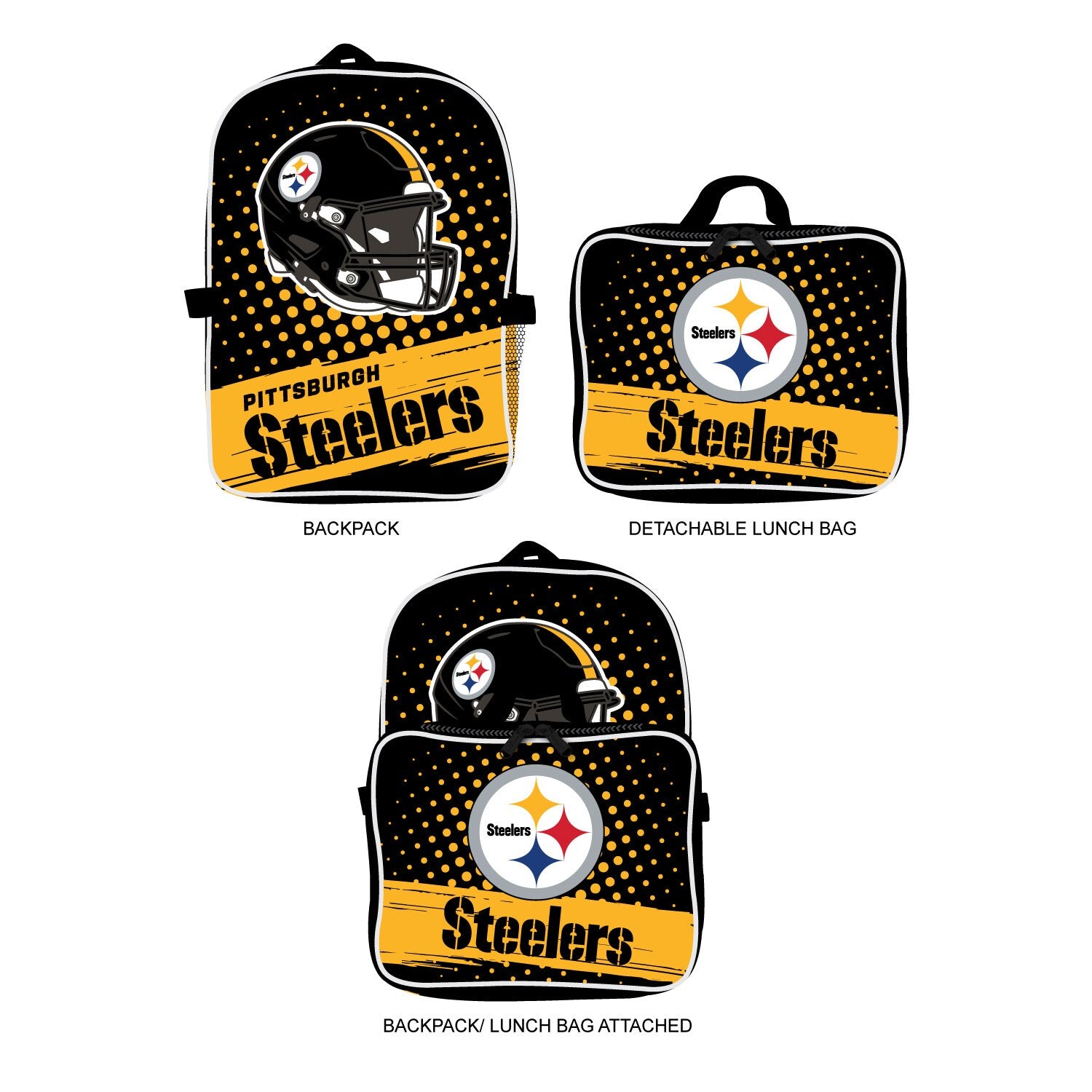 Pittsburgh Steelers NFL UK Youth Backpack & Lunch Bag Combo (UK Stock) - UKASSNI