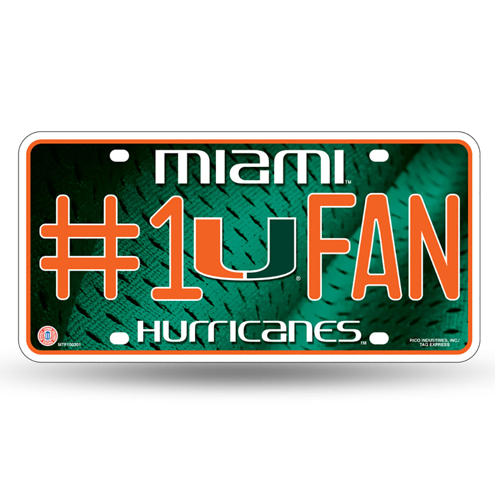 Miami Hurricanes # 1 Fan License Plate - UKASSNI