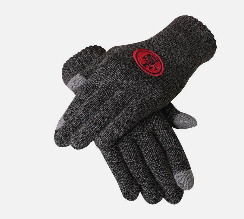 San Francisco 49ers NFL UK Two-Pair Texting Gloves – Adults – Charcoal/Grey (UK Stock) - UKASSNI