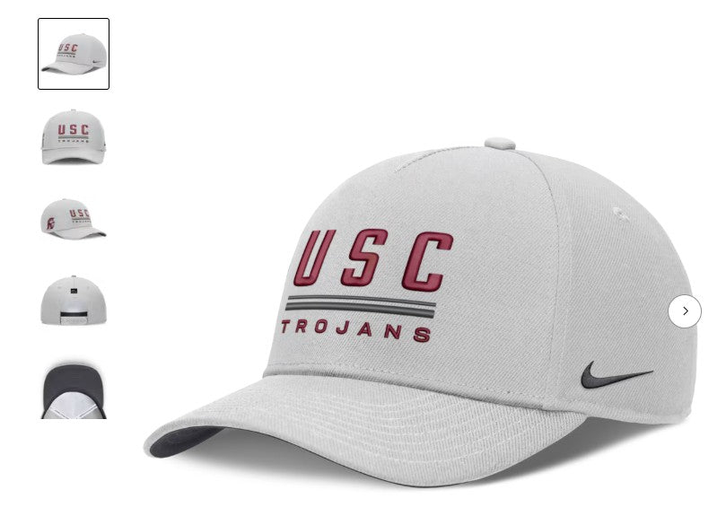 USC Trojans Nike 2026 Sideline Hat - NCAA Dri-FIT Rise – Gray (USA Sourced)